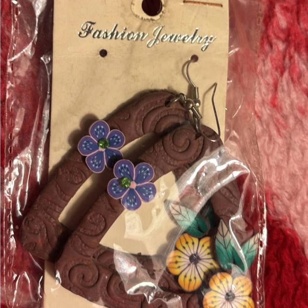 Brown Floral Earrings